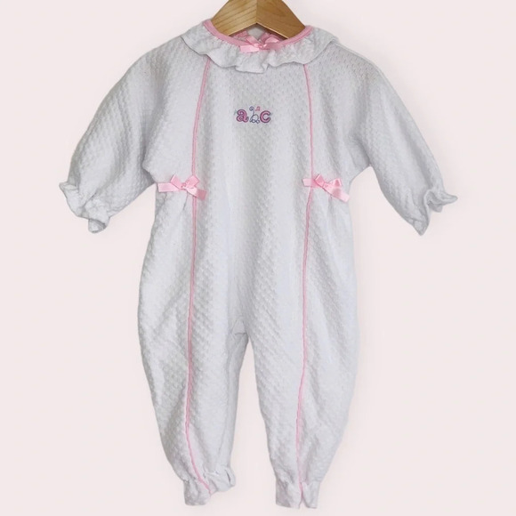 Vintage Lullaby Club romper white basket weave size 6-9 months - Picture 1 of 10